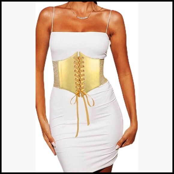 Gold Wide Elastic Waist Belt Thick Stretchy Renaissance Costume Accessory main image 7